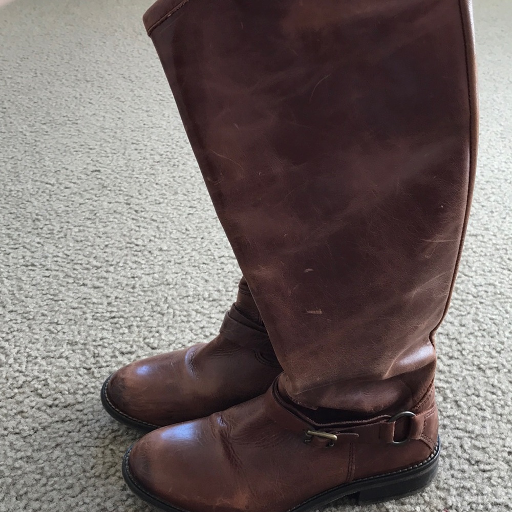 Women’s Hinge brown real leather boots